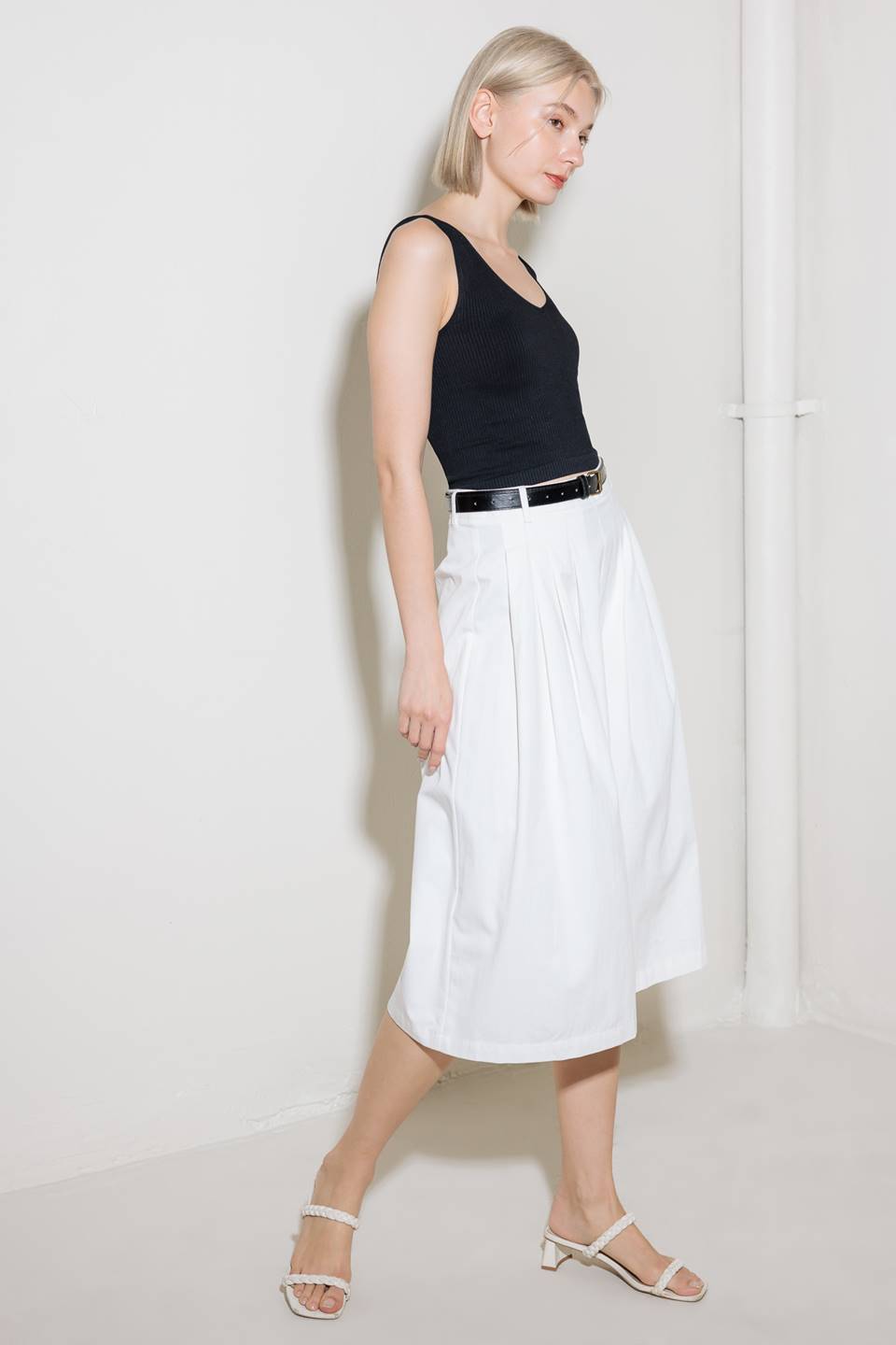 LUMINOUS GRACE WHITE WOVEN CULOTTE PANTS Flying Tomato